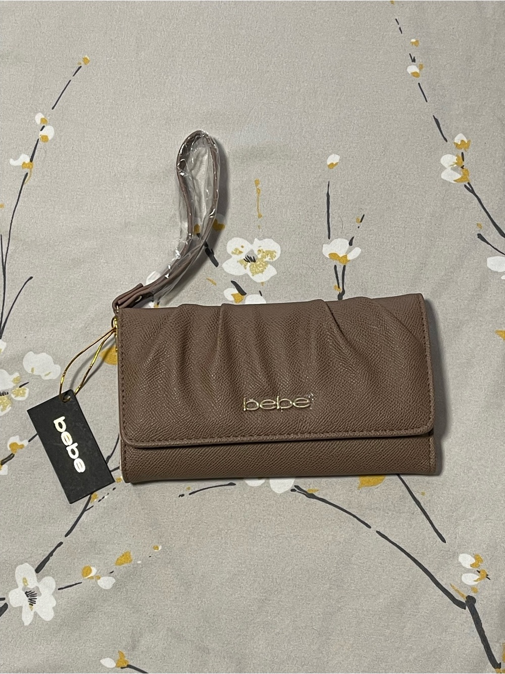 bebe Taupe Wristlet Wallet